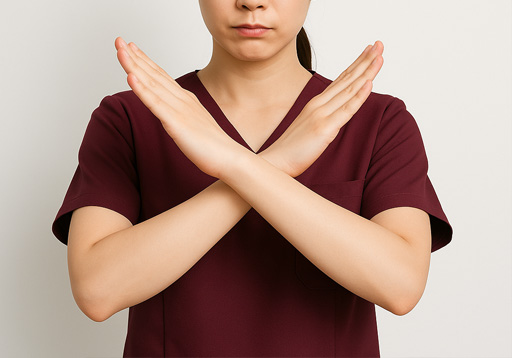 ストップのジェスチャーをする看護士