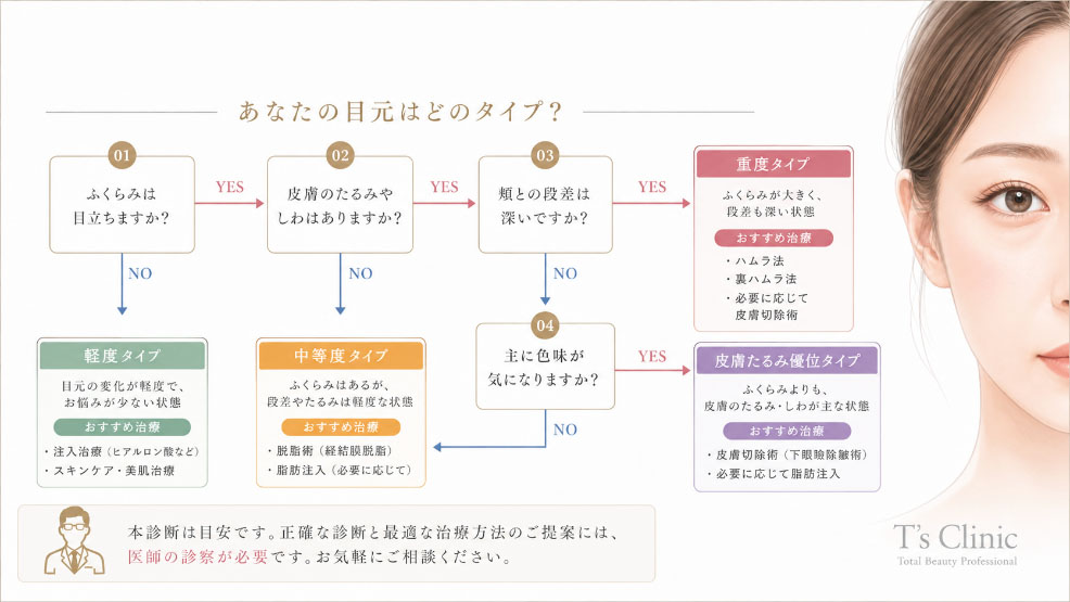 目の下のたるみタイプ別セルフ診断チャート